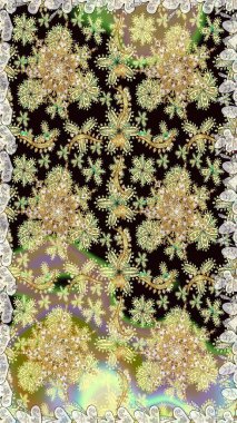 Altın rengi, kusursuz çizim. Senin tasarımın için, duvar kağıdı. Tarafsız renklerde altın çiçekli altın desenler. Raster geometrik arkaplanı.