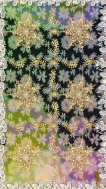 Gri renkler ve altın elementler üzerinde altın pürüzsüz desen. Noel, kar tanesi, yeni yıl. Gri renklerde, altın elementlerle kusursuz klasik desen.