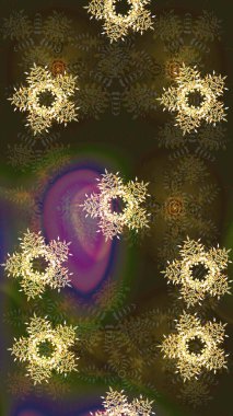 Meteoroloji buz koleksiyonu. Xmas Frost kar taneleri izole edilmiş siluet sembolü. Kar tanesi raster arka planı. Kış kahverengisi, gri ve yeşil noel kar düz kristal elementi. Raster çizimi..