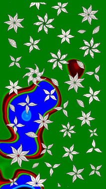 Modern gelişim yeşil raster arka plan duvar kâğıdı illüstrasyonu klasik çizgili, desenli desenli çiçekler, çiçekli süsler. Çiçekli el çizimi çizimi deseni.