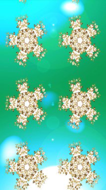 Kar taneleri arka plan. Snowflakes desen. Düz renkli arka plan üzerinde izole kar taneleri tasarımı. Kar tanesi süs desen. Raster illüstrasyon.