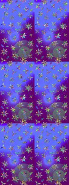 Soyut etnik raster çizim kalıbı. Menekşe ve mor renkli vadi çiçekleri. Çiçekler..