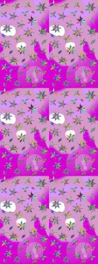 Küçük bir çiçekte eskiz deseni. Raster illüstrasyonu. Hoş bir çiçek geçmişi var. Güzel kumaş deseni.