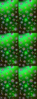 Düz Çiçek Elementleri Tasarım Raster illüstrasyonu. Yeşil ve gri renkli çiçekler. Renkli Bahar Teması çizim kalıbı. Çiçekli çiçek deseni, suluboya..