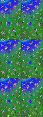 Küçük çiçekte güzel bir desen. Küçük renkli çiçekler. Robot resim. Motley illüstrasyonu. Moda baskıları için zarif bir şablon. Çiçekli yaz çiçekleri.