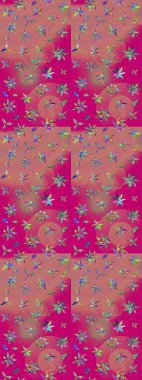 Nazik, yaz çiçekleri pembe ve morumsu renklerde. Raster illüstrasyonu. Raster çiçek desenli ve çiçekli..