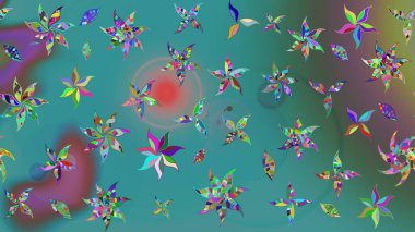 Raster çiçek izi. Raster Yumuşak kumaş deseni. Çiçek yeşili ve mavi çizim deseni. Klasik taslak çizimi.