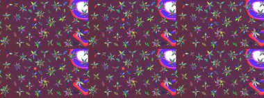 Dallı bahar çiçekleri ile desen, kahverengi ve mor renkler ile çiçek silueti. Raster deseni.