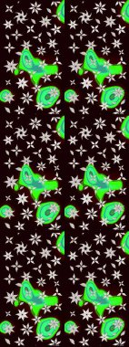 Taslak dekoratif arka plan, çiçek mandala. Siyah ve yeşil renklerde. Çiçek. Raster illüstrasyonu.