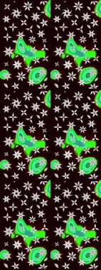 Taslak dekoratif arka plan, çiçek mandala. Siyah ve yeşil renklerde. Çiçek. Raster illüstrasyonu.