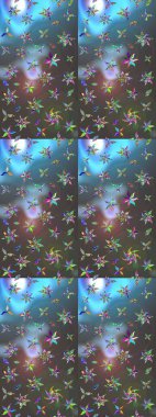 Mavi ve gri renkte çiçekler. Elle boyanmış suluboya resim çizimi çiçekler ve bitkiler.