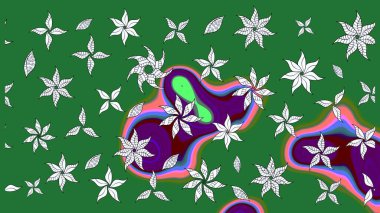 Raster çiçek izi. Raster Yumuşak kumaş deseni. Klasik taslak çizimi. Çiçek yeşili ve nötr çizim deseni.