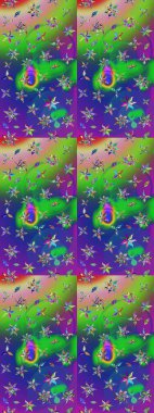 Renkli Yaz Temalı eskiz kalıbı. Güzel kumaş deseni. Raster Illustrasyon 'daki Çiçek Deseni' nin son moda çizimi. Düz Çiçek Elementleri Tasarımı.