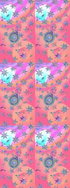 Şirin çiçekler. Çizgi çizimi kalıbı. Raster Moda kumaş deseni.