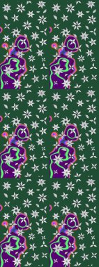 Yeşil ve nötr renklerde çiçekler. Raster illüstrasyonunda çiçek deseni çizimi.