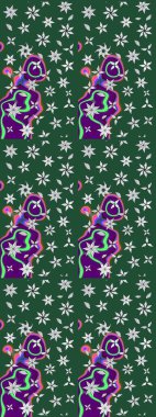 Yeşil ve nötr renklerde çiçekler. Raster illüstrasyonunda çiçek deseni çizimi.