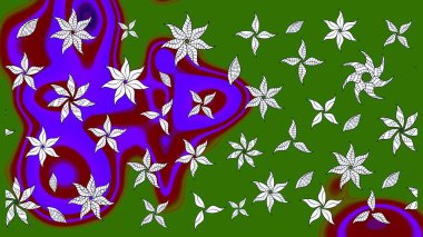 Egzotik çiçekler, yeşil ve mor renkler üzerine botanik ve parlak klasik doğa. Klasik tropikal doğal elementlerin suluboya seti. Raster illüstrasyonu.