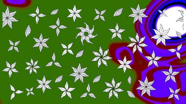 Yeşil ve nötr renklerde çiçekler. Çiçek süslemeli çizim deseni. Raster illüstrasyonu.