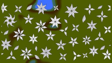 Düz Çiçek Elementleri Tasarımı. Yeşil renkli çiçekler. Çiçek desenli eskiz, yaz çiçekleri. Renkli Bahar Teması çizim şablonu.