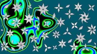 Sevimli çiçek raster deseni. Renkli Yaz Temalı eskiz kalıbı. Düz Çiçek Elementleri Tasarımı. Mavi renkte çiçekler.