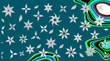 Mavi renkte etnik çiçeklerle süslenmiş zarif bir eskiz. Asya Tekstil 'inde Raster Çiçek İllüstrasyonu.