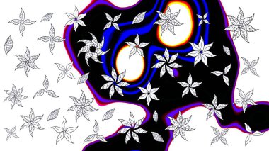 Hediye ambalaj kağıdı, tebrik kartları, posterler ve pankart tasarımı. Beyaz renkli çiçekler. Raster düz çiçek çizim deseni.