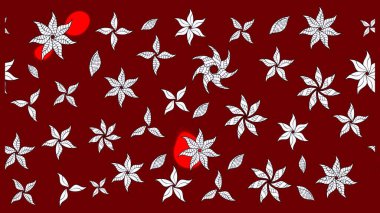 Kırmızı renkte etnik çiçeklerle süslenmiş zarif bir eskiz şekli. Asya Tekstil 'inde Raster Çiçek İllüstrasyonu.