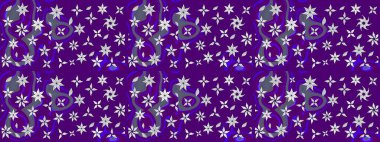 Düz Çiçek Elementleri Tasarımı. Renkli Bahar Teması eskiz kalıbı. Mor renkli çiçekler. Raster illüstrasyonunda çiçek deseni çizimi.