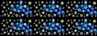 Çiçek desenli eskiz. Gömlek baskısı için çiçek boyası. Siyah renkte çiçekler.