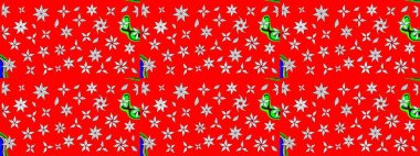 Kırmızı renkte çiçekler. Raster illüstrasyonu. Çiçek desenli eskiz, vuruşlar, sıçramalar, yaz çiçekleri..