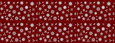 Kırmızı renkte çiçekler. Kumaş desenli papatya çiçekleri ayrıntıları.