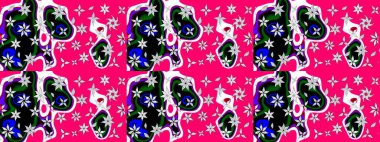 Mor renkte çiçekler. Raster düz çiçek çizim deseni. Tasarım hediye paketi, tebrik kartları, posterler ve afiş tasarımı.