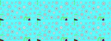 Mavi renkli mavi papatya deseni. Mavi renklerde. Raster illüstrasyonu.