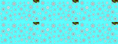 Mavi renkte etnik çiçeklerle süslenmiş zarif bir eskiz. Raster Çiçek İllüstrasyon Şirin Tekstil.