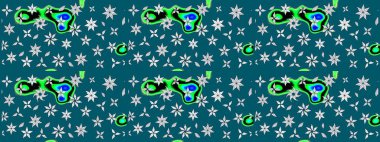 Raster illüstrasyonu. Çizim çiçek deseni duvar kâğıdı olarak kullanılabilir. Mavi renkte çiçekler.