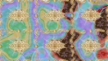 Klasik klasik klasik arka plan. Geleneksel oryantasyon süsü. Klasik Raster çizimi nötr ve altın desenli.