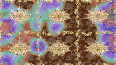 Kahverengi ve altın desenli. Klasik raster şablonu. Tekrarlayan ögelerle soyut arkaplan çiz.