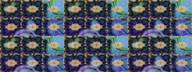 Golden pattern on blue colors with golden elements. Traditional orient ornament. Classic vintage background. Sketch classic raster golden pattern.