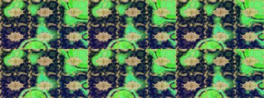 Raster eskiz deseni, altın antika ortaçağ dekoratifi, yapraklar ve yeşil renkli altın desenli süslemeler. Kraliyet lüksü, altın barok kumaş rengi..