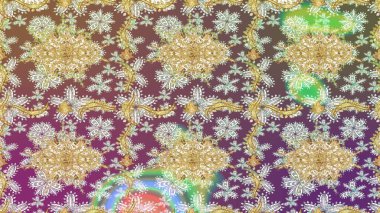 Barok tarzında altın çiçekli süs. Altın çiçekli eskiz deseni. Tarafsız renklerde altın element. Damask arkaplanı.