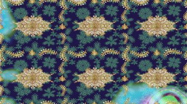 Traditional orient ornament. Sketch classic raster golden pattern. Golden pattern on gray colors with golden elements. Classic vintage background.