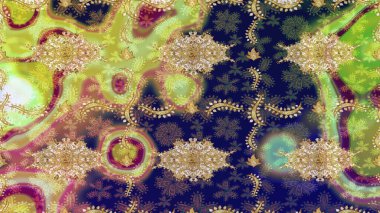 Tarafsız renkler ve altın elementler. Altın şablonu çiz. Çiçek desenli altın metal. Raster altın çiçek süsü brokar kumaş ve cam desenli..