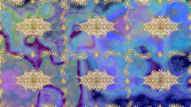 Noel, kar tanesi, yeni yıl 2019. Mavi renklerde altın elementli eskiz kalıbı.