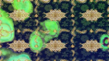 Mavi renklerdeki altın elementler. Geleneksel klasik Raster altın eskiz modeli. Barok tarzında eskiz doğulu süsü..