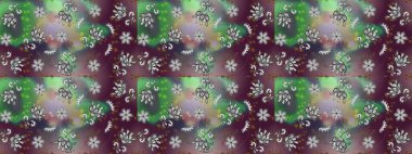 Renkli Bahar Temalı Kusursuz Arkaplan. Çocuk stili. Çiçekli, kusursuz bir arkaplan. Düz Çiçek Elementleri Tasarımı.