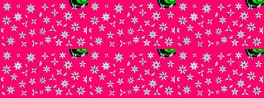 Düz Çiçek Elementleri Tasarımı. Renkli Bahar Teması eskiz kalıbı. Mor renkte çiçekler. Raster illüstrasyonunda çiçek deseni çizimi.