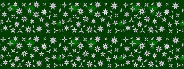 Tekrarlayan çiçek arkaplanı, zarif yeşil çiçek duvar kağıdı. Yeşil renkler üzerine çiçek desenli çizimler, el yapımı papatyalar, papatyalar..