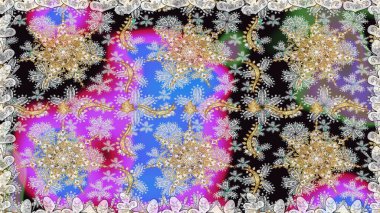 Gri renkli ve altın elementli altın desenli. Barok tarzında duvar kağıdı tasarımı için kusursuz damaske deseni arkaplanı. Süslü raster dekorasyonu.