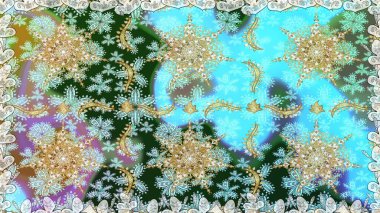 Kusursuz çiçek deseni. Duvar kâğıdı barok, İspanyol kumaşı. Mavi renklerde grafiksel modern kusursuz desen. Kusursuz raster arkaplanı.