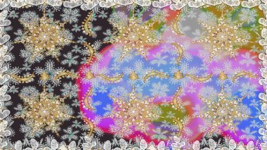 Doku arka planında altın duvar kâğıdı. Damask kusursuz yinelenen arkaplan. Barok tarzında altın çiçekli süs. Gri renklerdeki altın element.